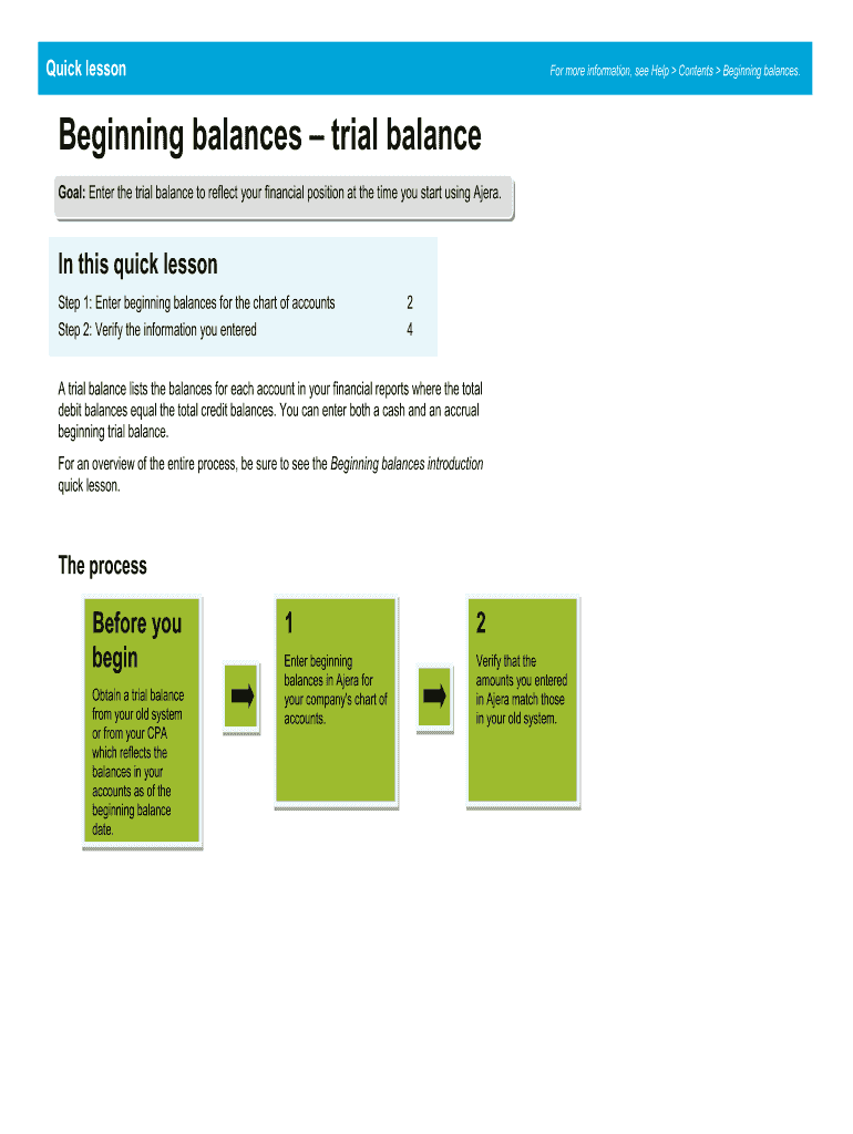 Fillable Online Beginning balances - trial balance. Beginning balances ...