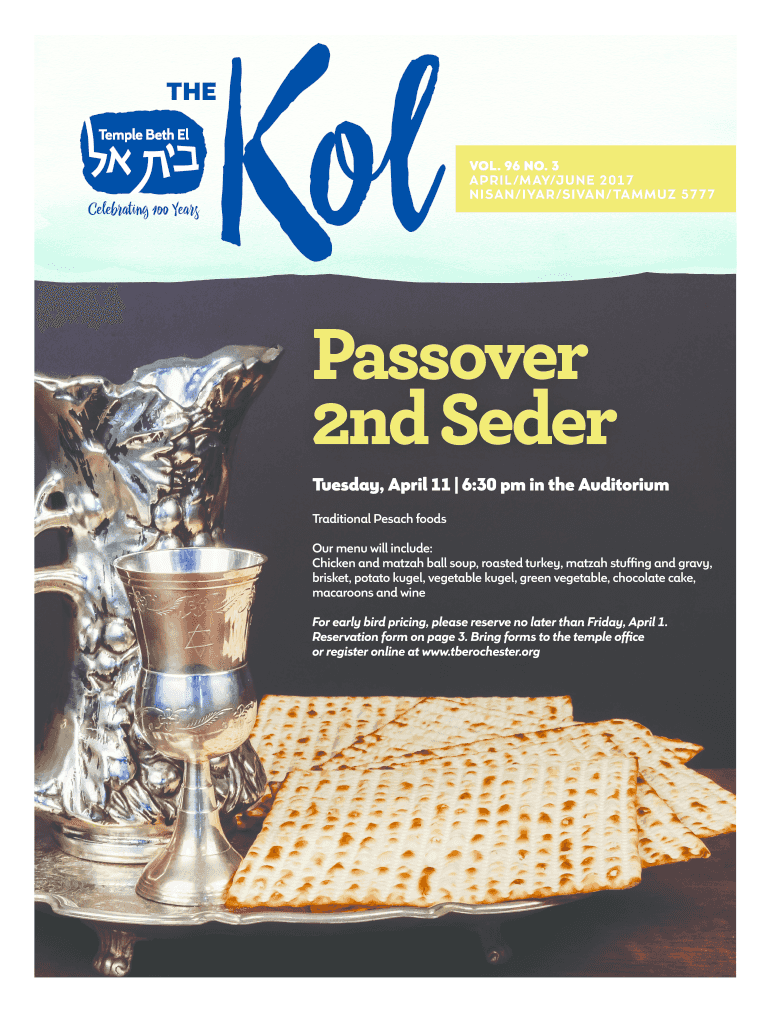 Fillable Online First Night Community Passover Seder Event Tremont