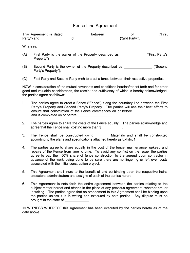 Printable Fence Contract Printable Templates