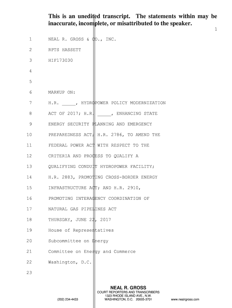 Fillable Online docs house This is an unedited transcript. The ...