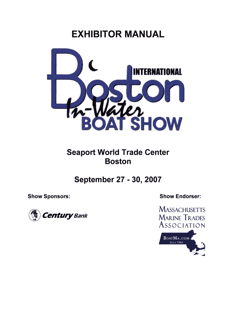 Fillable Online exhibitor manual Boston Fall Boat Show Fax Email