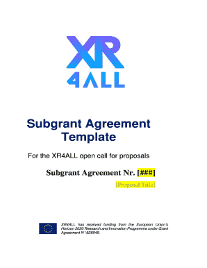 Subgrant Agreement Template - XR4ALL