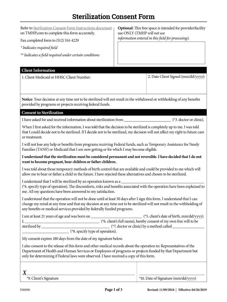 Fillable Online Sterilization Consent Form Fax Email Print