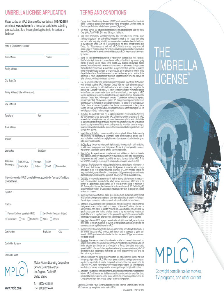 Mplc Umbrella License Fill Online, Printable, Fillable, Blank pdfFiller