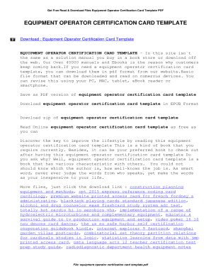 Fillable Online Get Free Read &amp; Download Files Equipment Operator ...