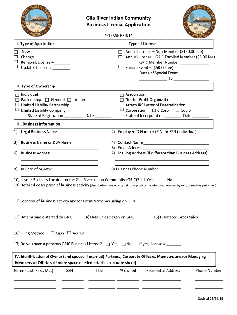 gila river business license Preview on Page 1