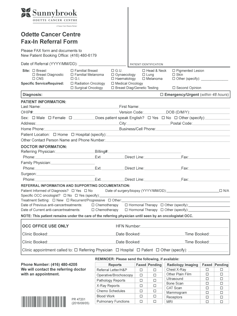 odette cancer centre referral form Preview on Page 1