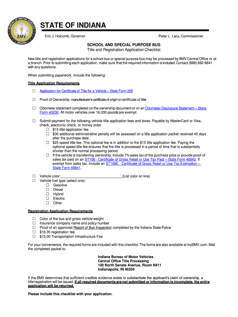 Fillable Online BMV Indiana's Standard and Distinctive License Plates