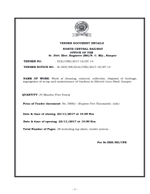 Tenders - North Central Railways / Indian Railways Portal