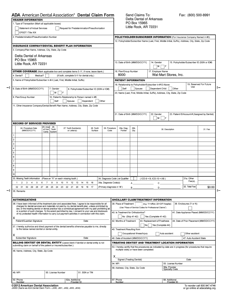 Fillable Online Delta Dental Claim Form. Claim form written by Delta