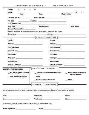 Student Data Form - cedargrovebelgium.k12.wi.us