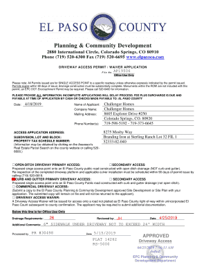 el paso county driveway permit