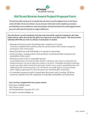 Girl Scout Bronze Award Project Proposal Form - gssc.us