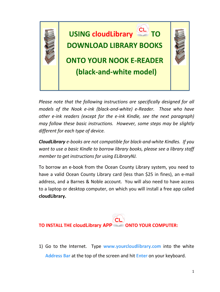 Fillable Online To Download Library Books Onto Your NOOK EREADER PDF Fax Email Print pdfFiller