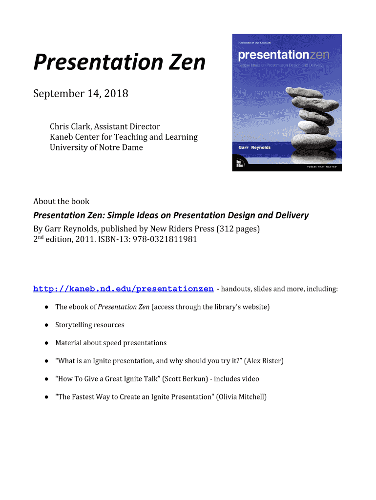 Fillable Online kaneb nd Presentation Zen Simple Ideas On Design And ...