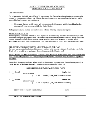 MANDATED HEALTH CARE AGREEMENT INTERNATIONAL