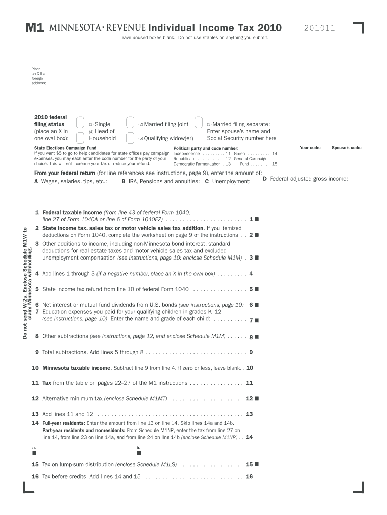 2008 M1, Individual Income Tax Return Preview on Page 1