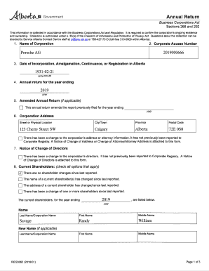 Alberta Annual Return Form