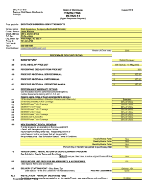 State of Minnesota PRICING PAGE - METHOD # 2 Price List Date and ...