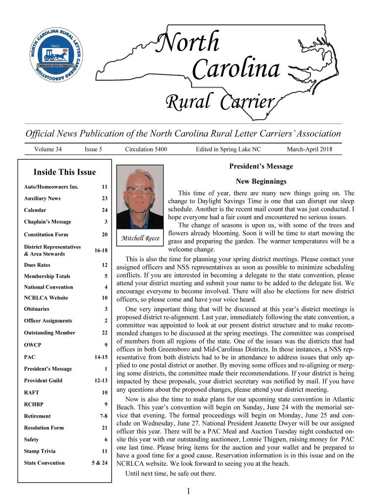 Fillable Online Rural Letter Carriers AssociationLocals and ... - Union ...