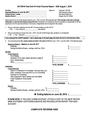 Illinois 4-H Club Annual Financial Statement - University of ...
