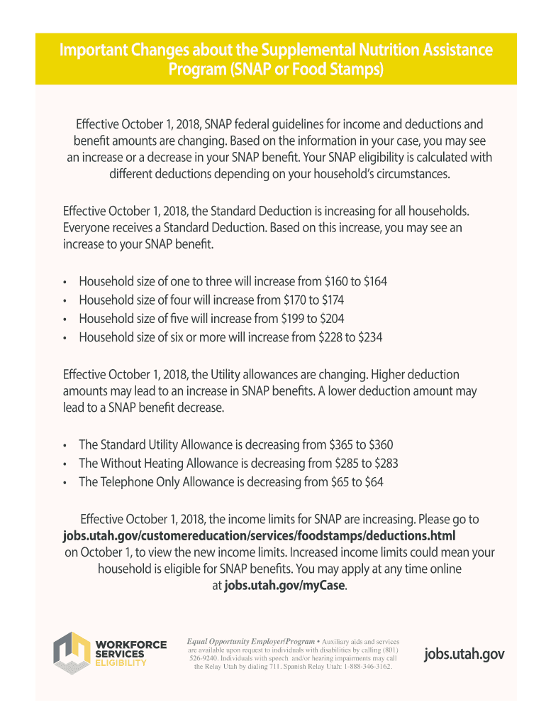 Fillable Online jobs utah A Short History of SNAP USDA Food and