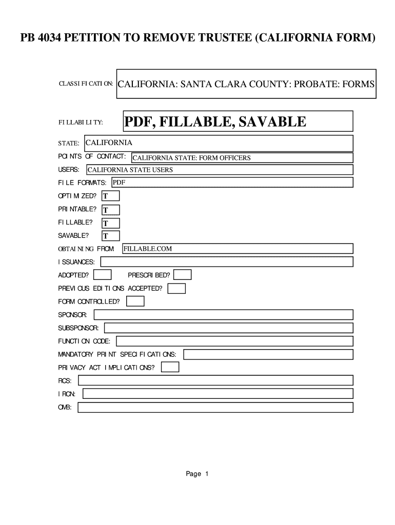 Petition To Remove Trustee California Pdf Fill Online, Printable