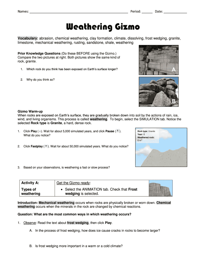 Weathering Gizmo Answer Key Fill And Sign Printable Template Online