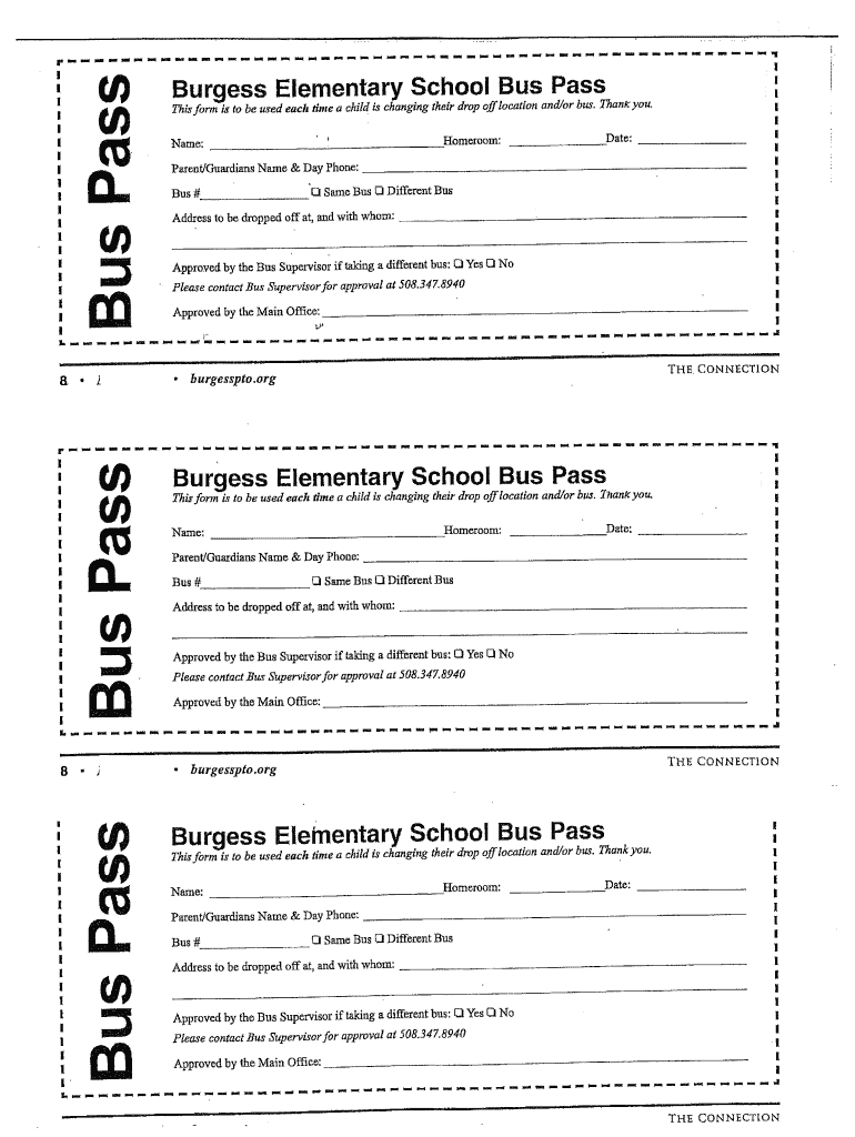 School Bus Pass Template