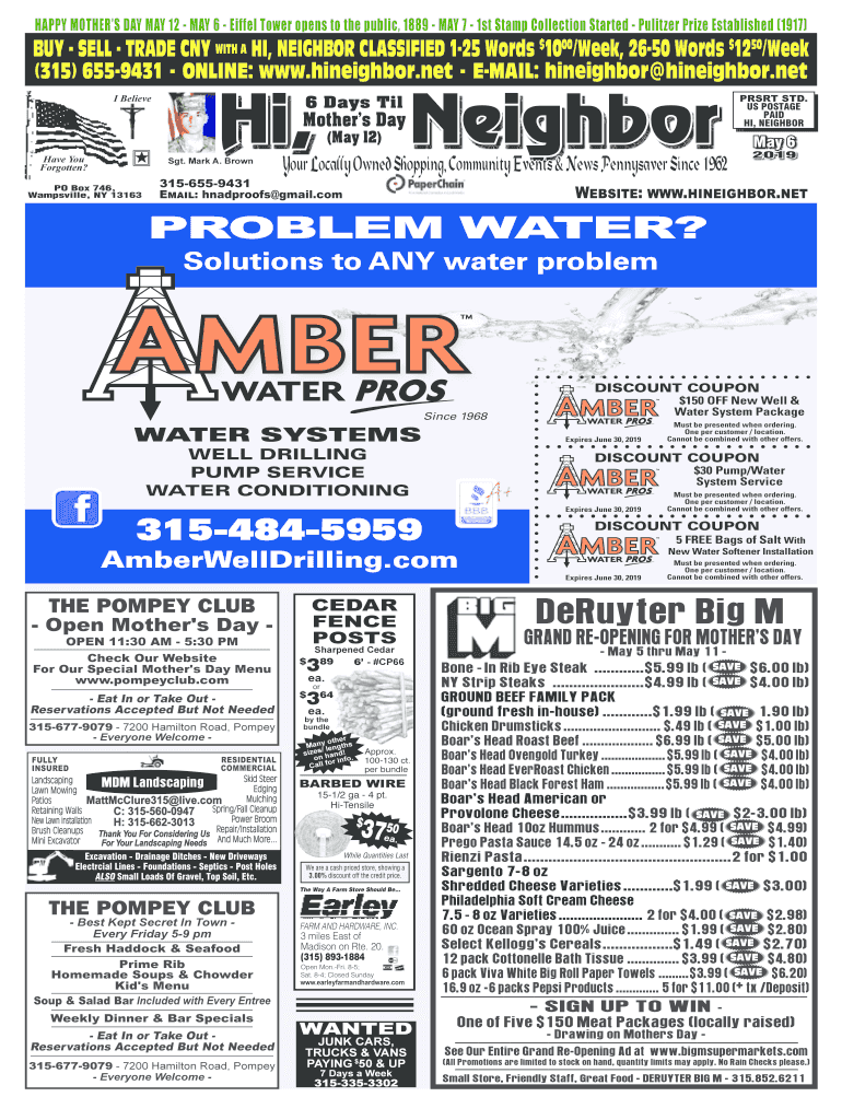 Fillable Online DeRuyter Big M Hi, Neighbor Fax Email Print pdfFiller