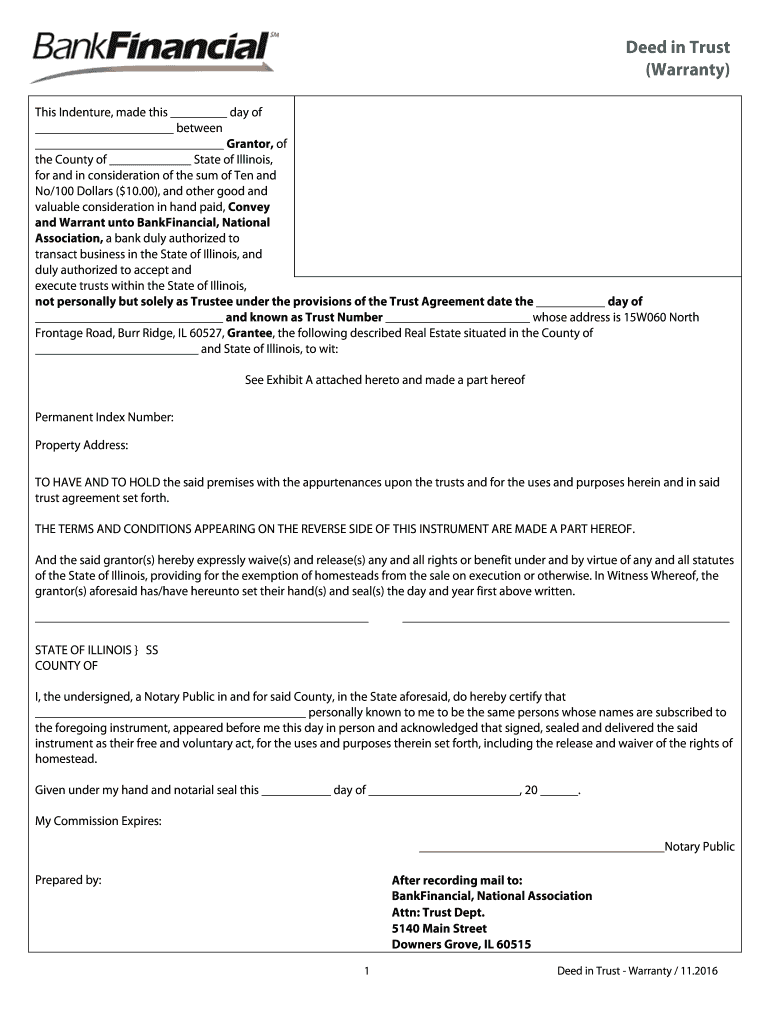 Fillable Online CORPORATION WARRANTY DEED IN TRUST Return Deed to Fax Email Print pdfFiller