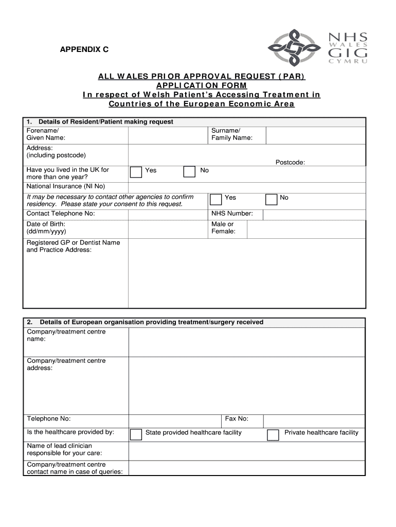 ALL WALES EEA REIMBURSEMENT FORM - Health in Wales Preview on Page 1