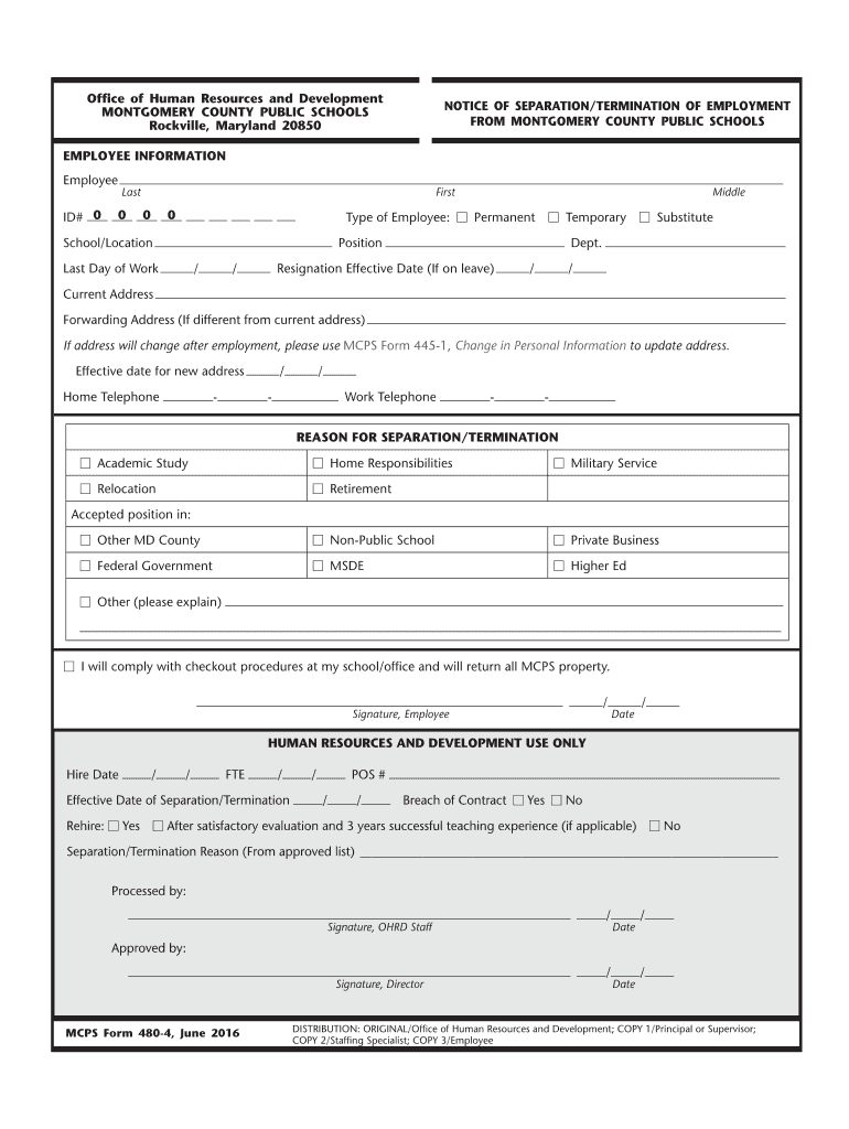 mcps termination Preview on Page 1