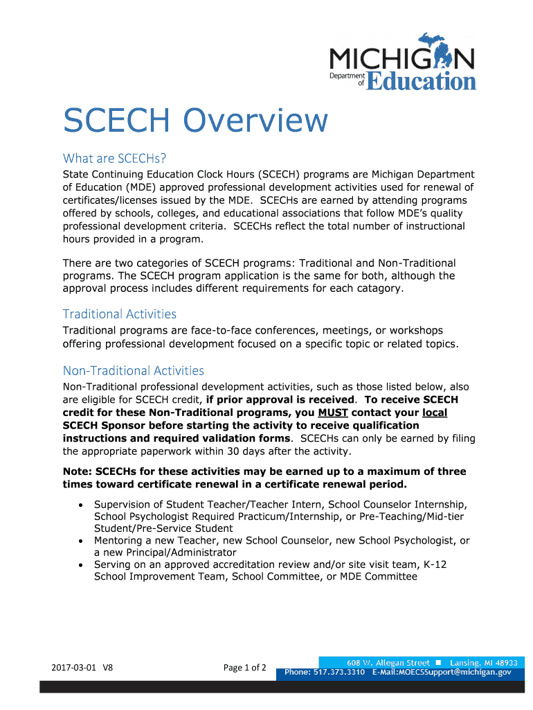 Fillable Online What are SCECHs State of Michigan Fax Email Print