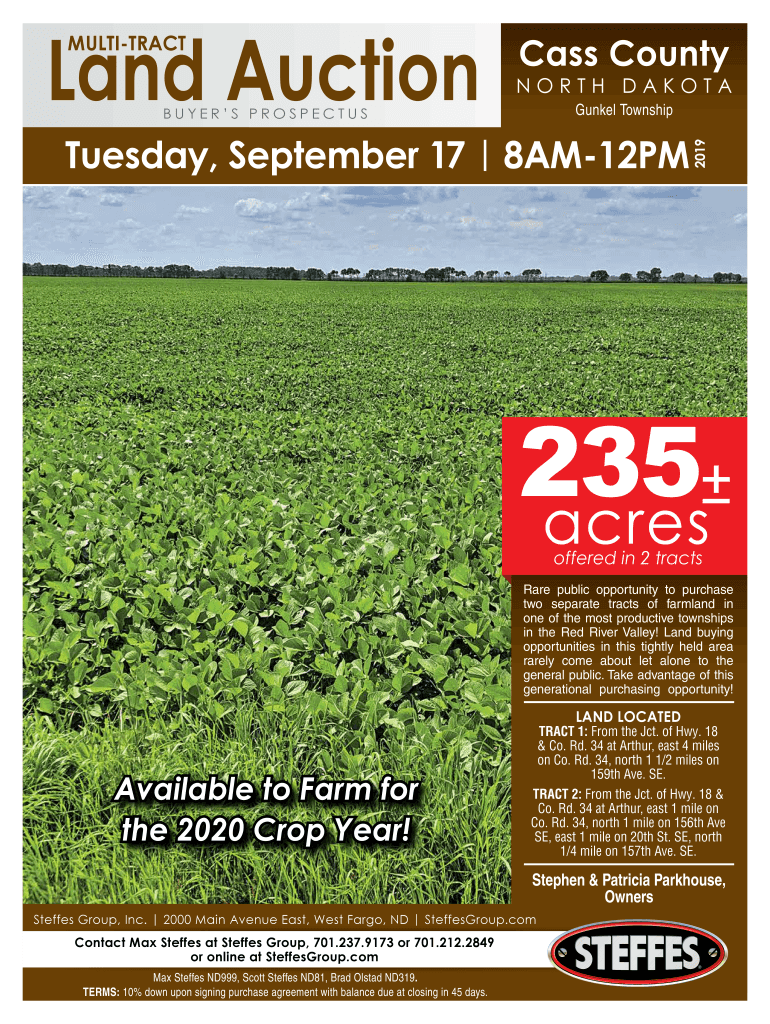 Fillable Online Land Auction Cass County Steffes Group Fax Email