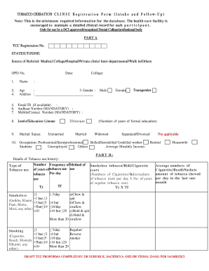 TOBACCO CESSATION CLINIC Registration Form - iaomr