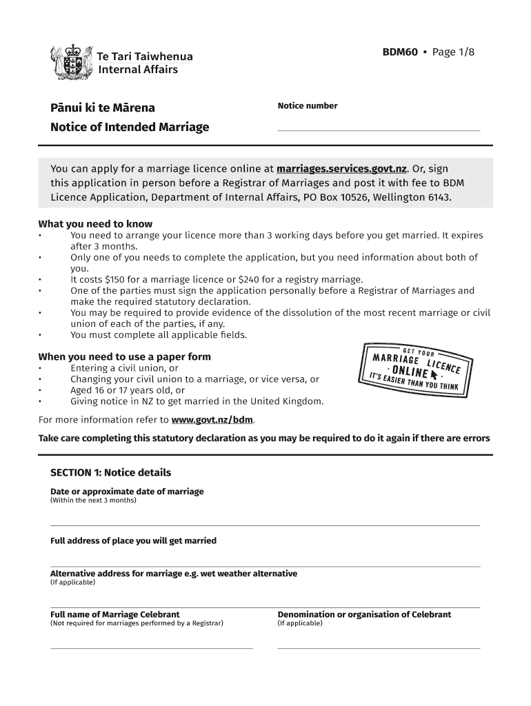 Notice of Intended Marriage Preview on Page 1
