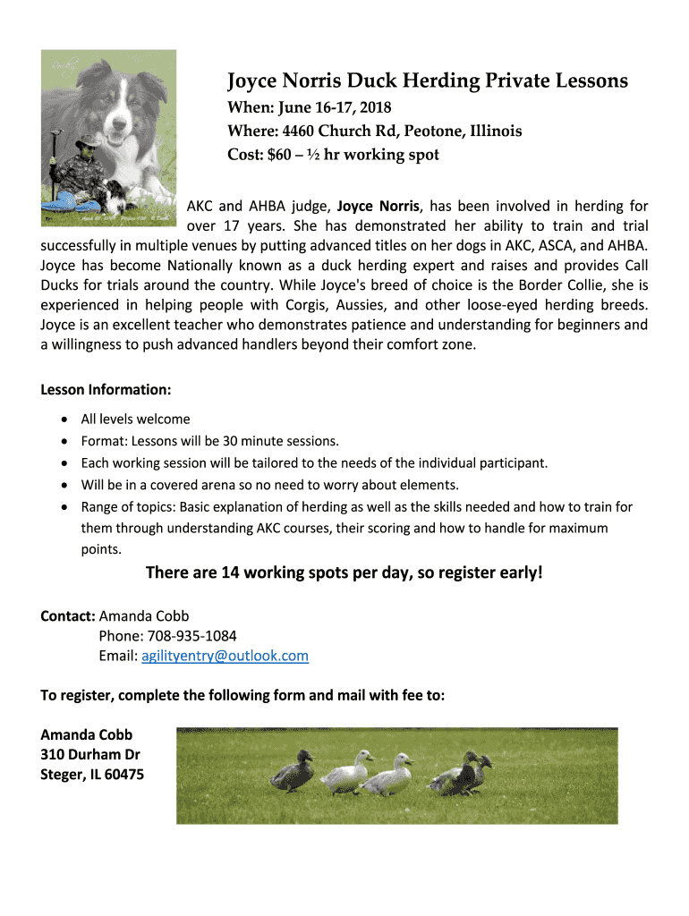 Fillable Online The 6 Basics of Hearding Ducks How to Train a Dog to