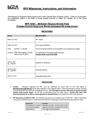 Fillable Online Fillable Online lcra RFP Milestones, Instructions, and ... Fax Email Print ...