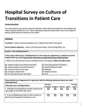 Hospital Survey on Patient Care Transitions