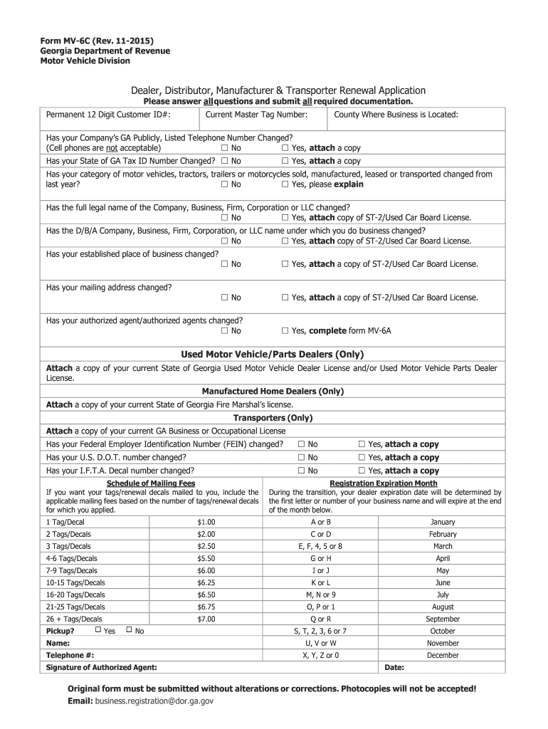Dealer, Distributor, Manufacturer & Transporter Renewal Application Preview on Page 1
