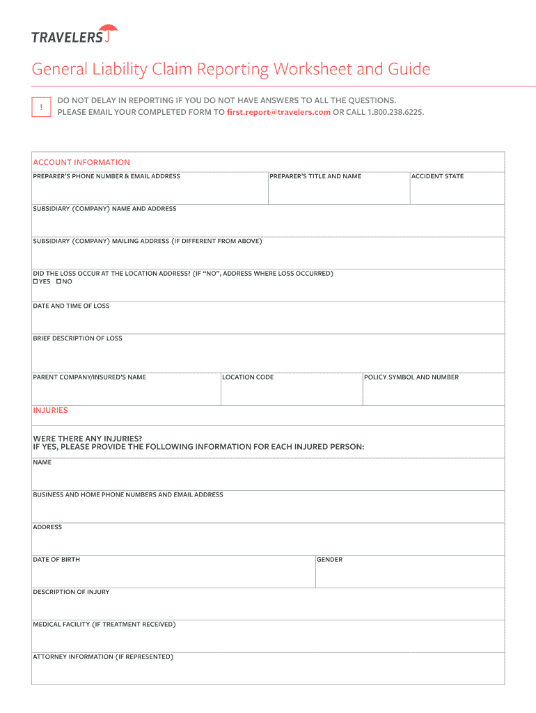 claim reporting form Preview on Page 1