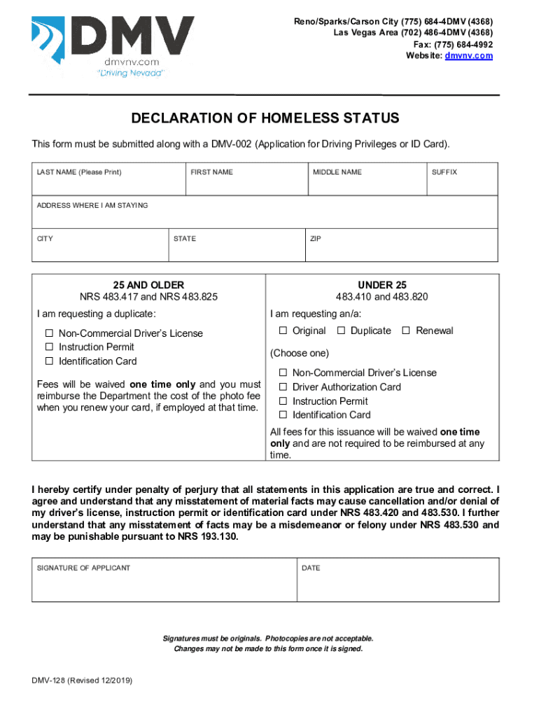 Declaration of homelessness nevada: Fill out & sign online