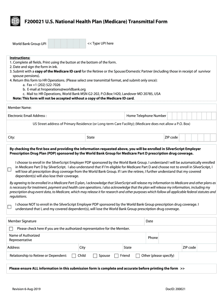 F200021 U S National Health Plan (Medicare) Transmittal Preview on Page 1