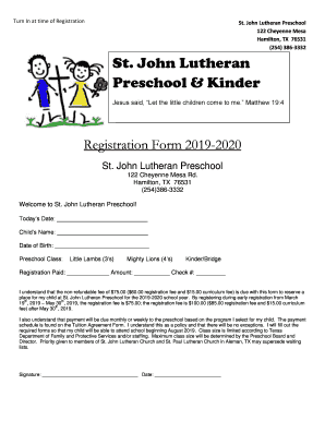 Enrollment Form - St. John Lutheran Church &amp;amp; Preschool