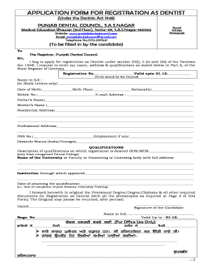 The Registrar, Punjab Dental Council