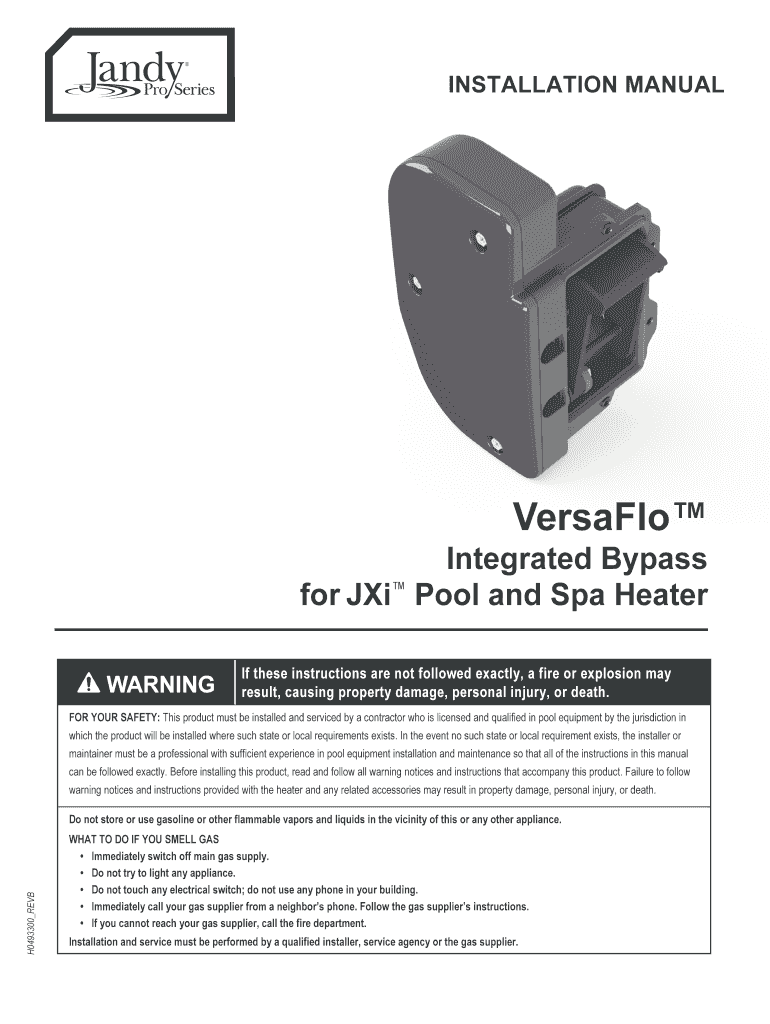 Jandy Versaflo Bypass Fill Online, Printable, Fillable, Blank pdfFiller