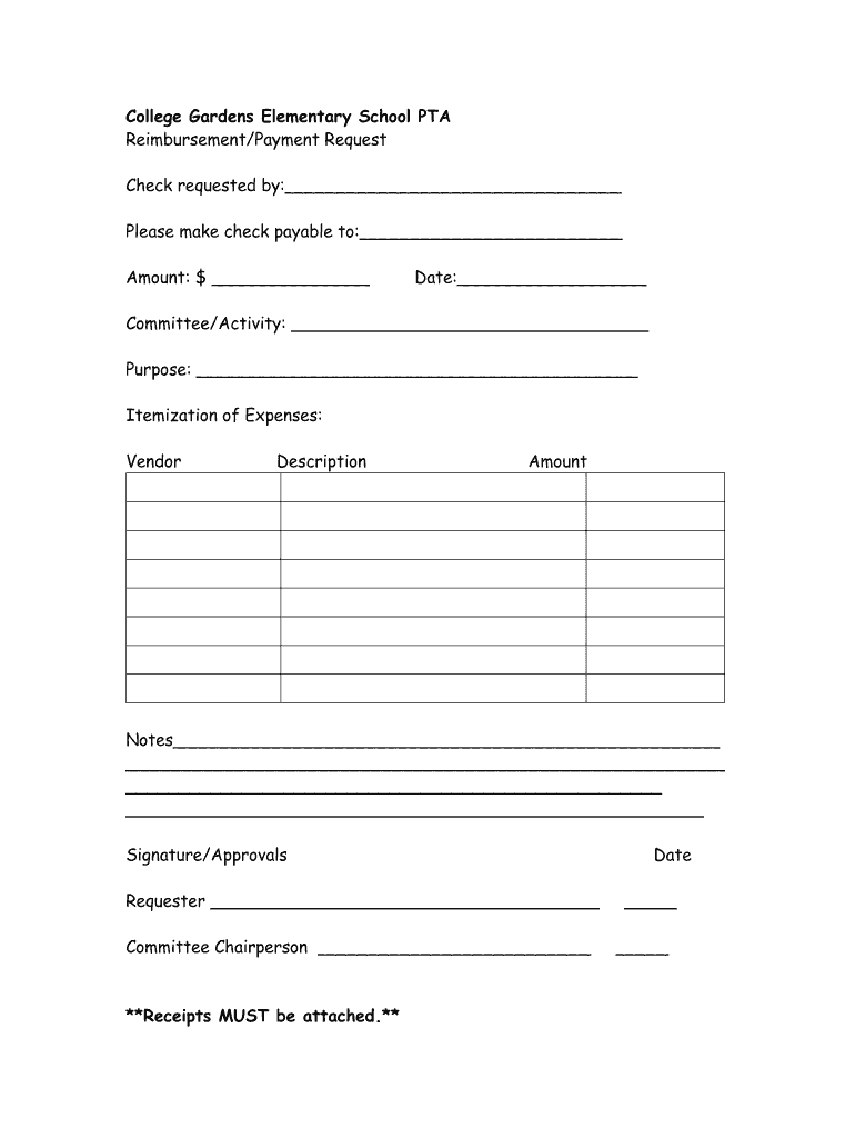 Texas Pta Reimbursement Form Fill Online, Printable, Fillable, Blank