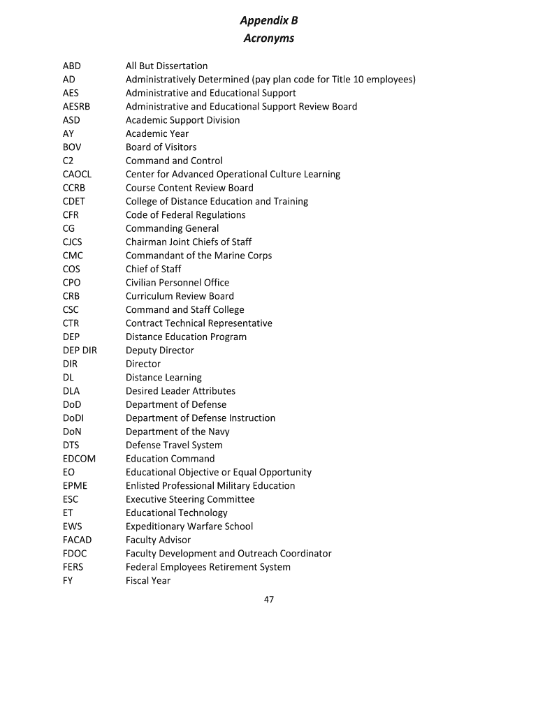 Marine Corps Acronyms Fill Online, Printable, Fillable, Blank pdfFiller