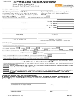 Wholesale Account Application Form